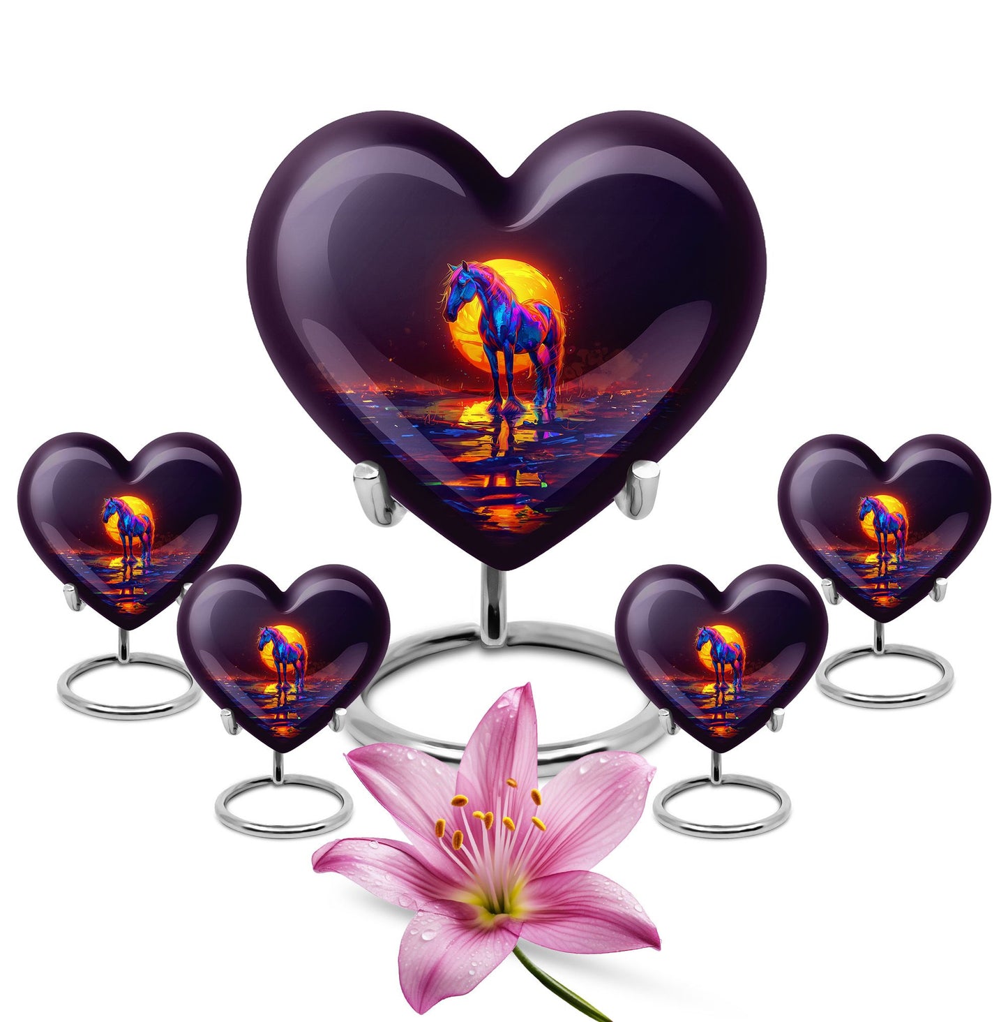 Heart-themed Horse Urn for human ashes