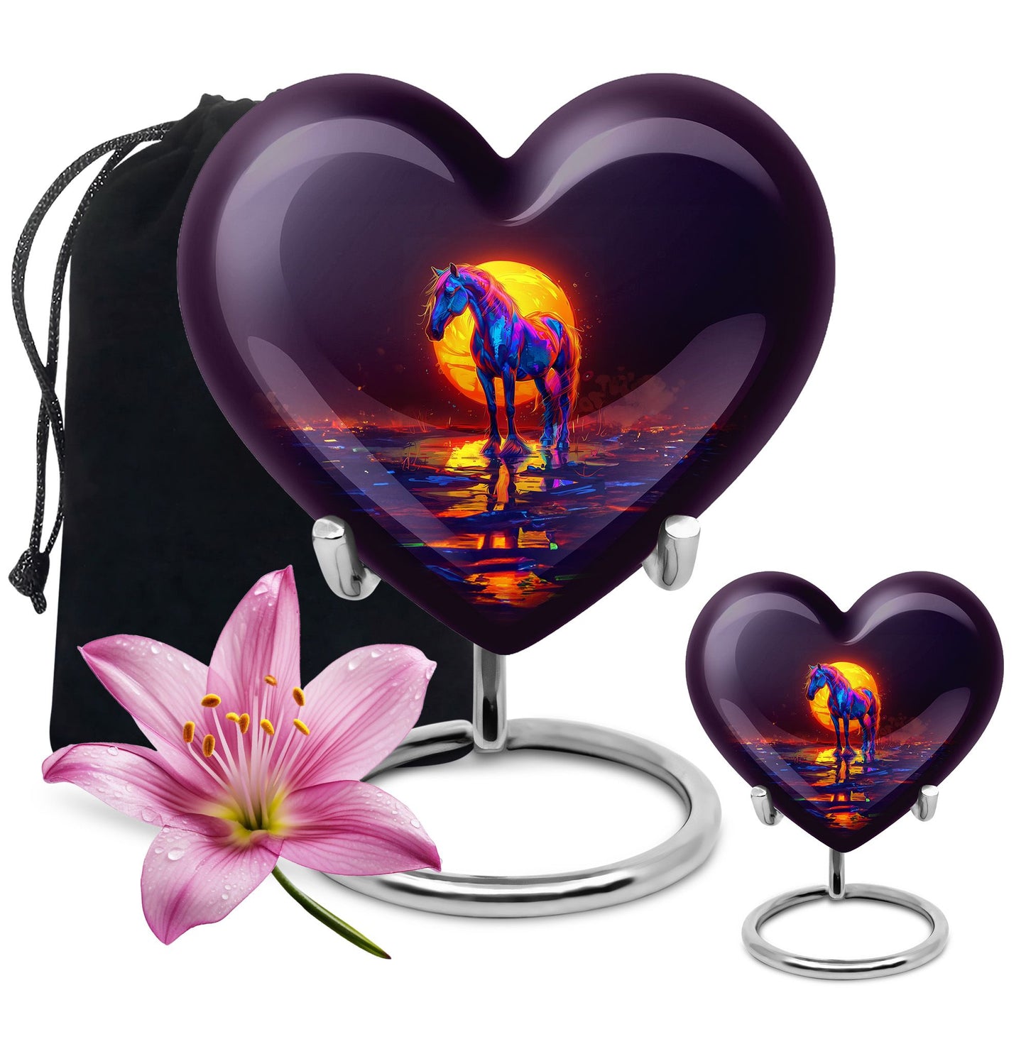 Heart-themed Horse Urn for human ashes