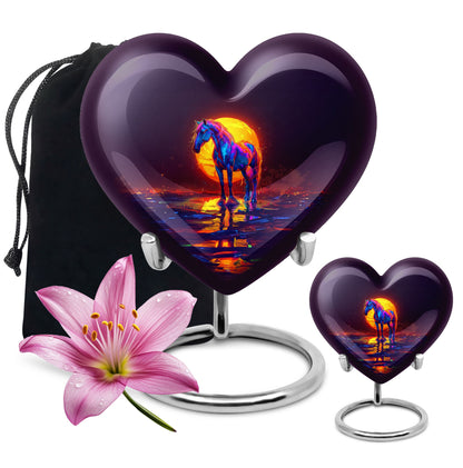 Heart-themed Horse Urn for human ashes