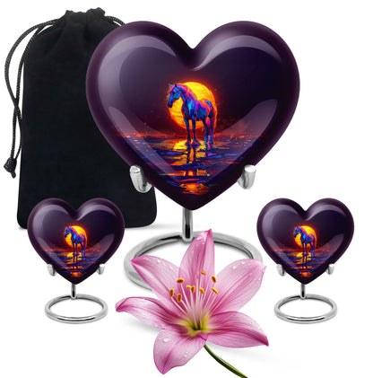 Heart-themed Horse Urn for human ashes
