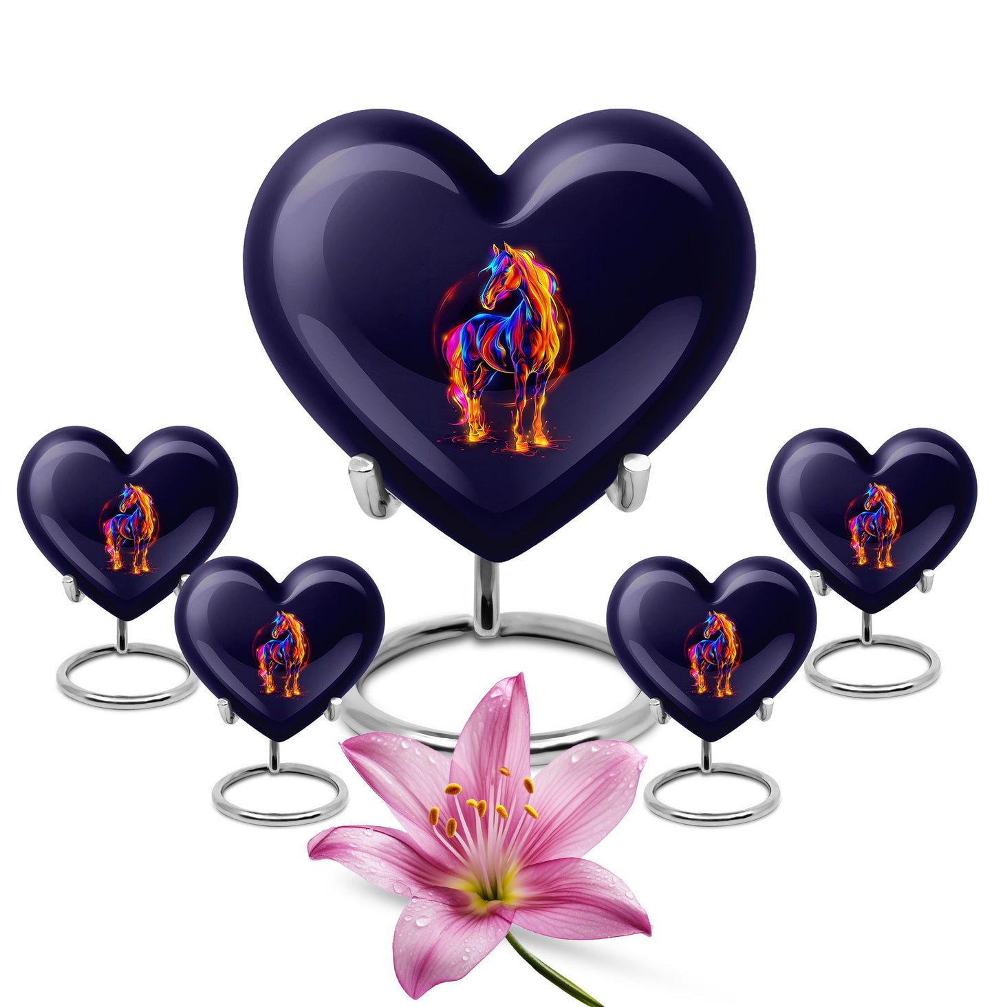 10-inch Abstract Heart Urn for horse ashes, 