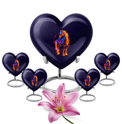 10-inch Abstract Heart Urn for horse ashes, 