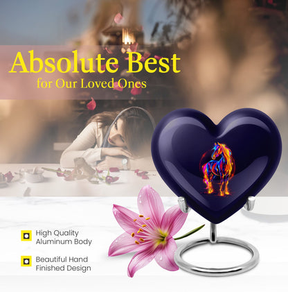 10-inch Abstract Heart Urn for horse ashes, 