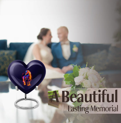 10-inch Abstract Heart Urn for horse ashes, 