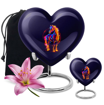 10-inch Abstract Heart Urn for horse ashes, 