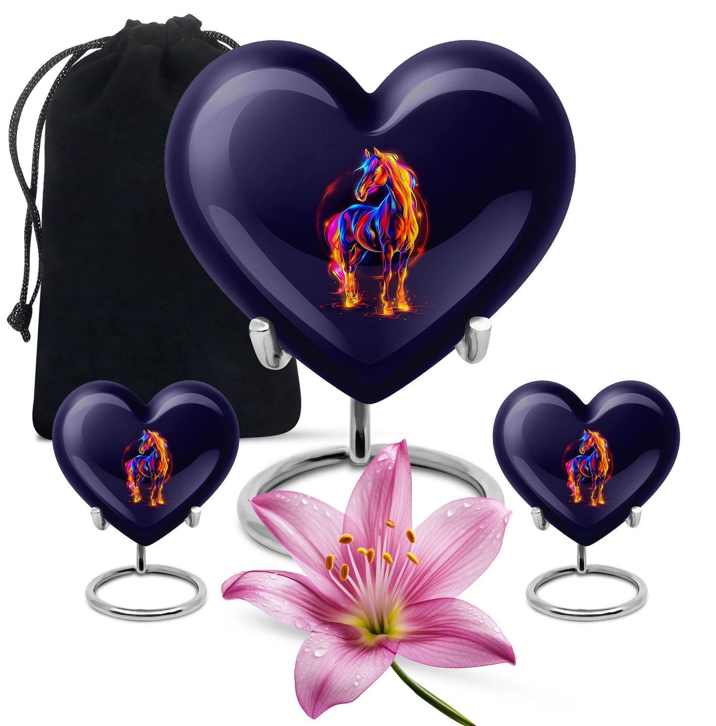 10-inch Abstract Heart Urn for horse ashes, 