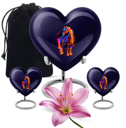 10-inch Abstract Heart Urn for horse ashes, 
