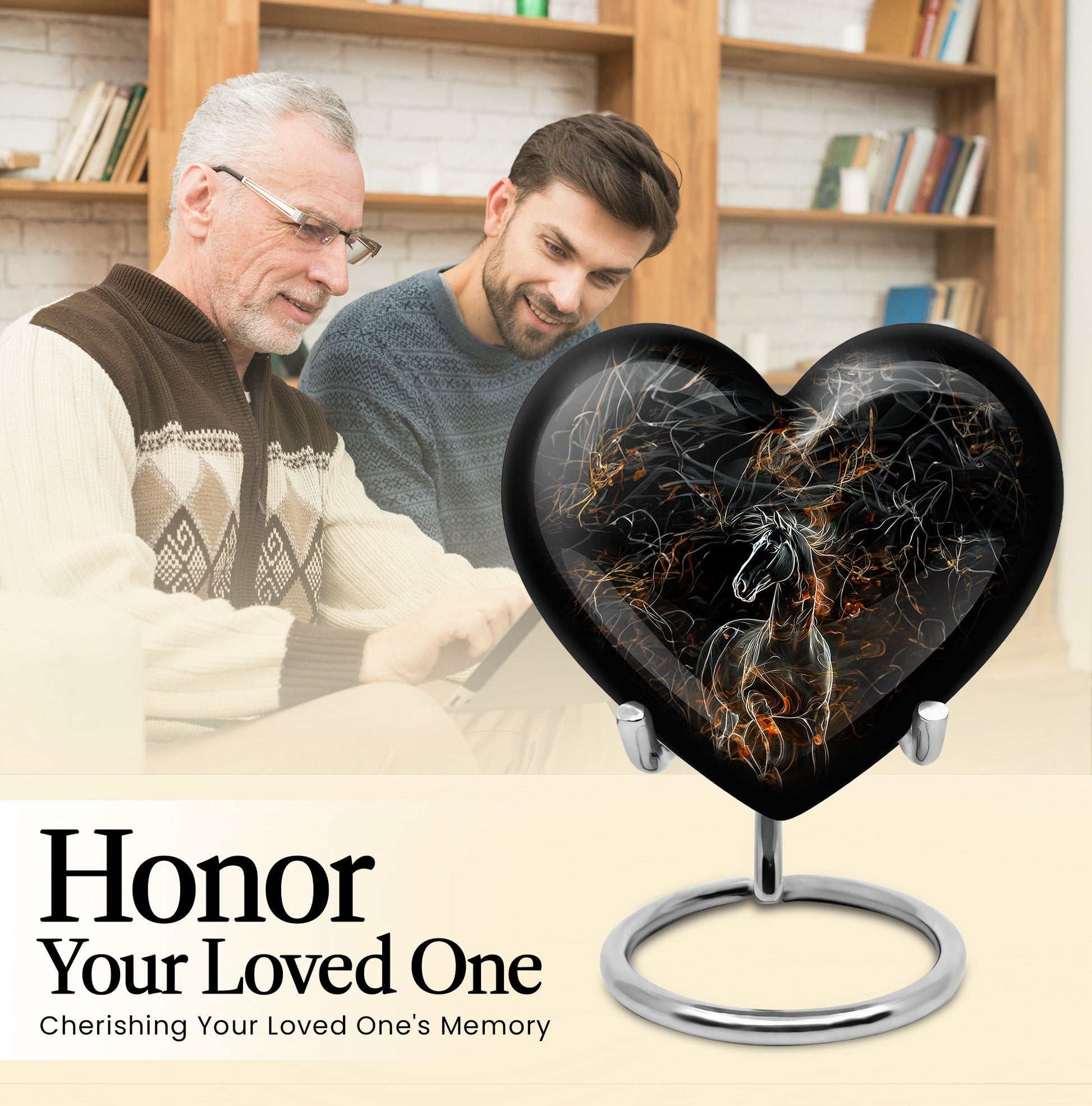 10-Inch heart-designed memorial urn for horse,