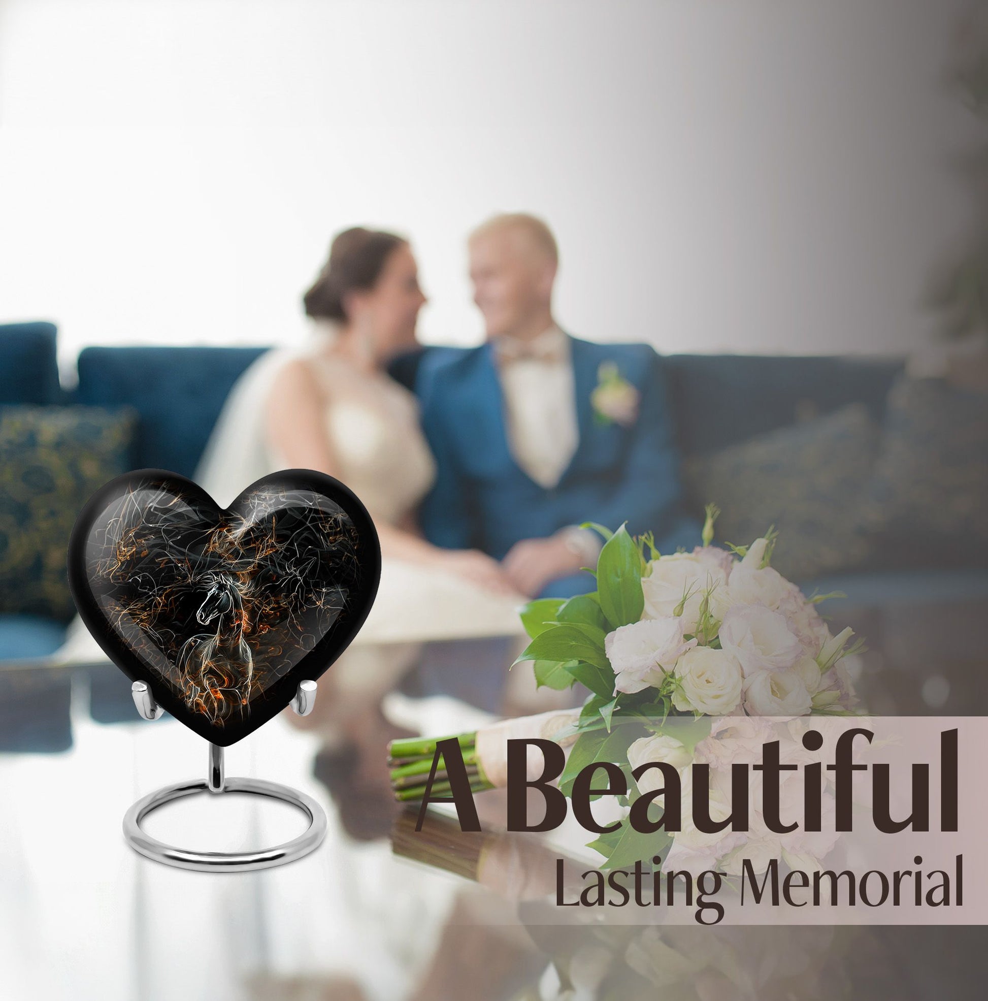 10-Inch heart-designed memorial urn for horse,