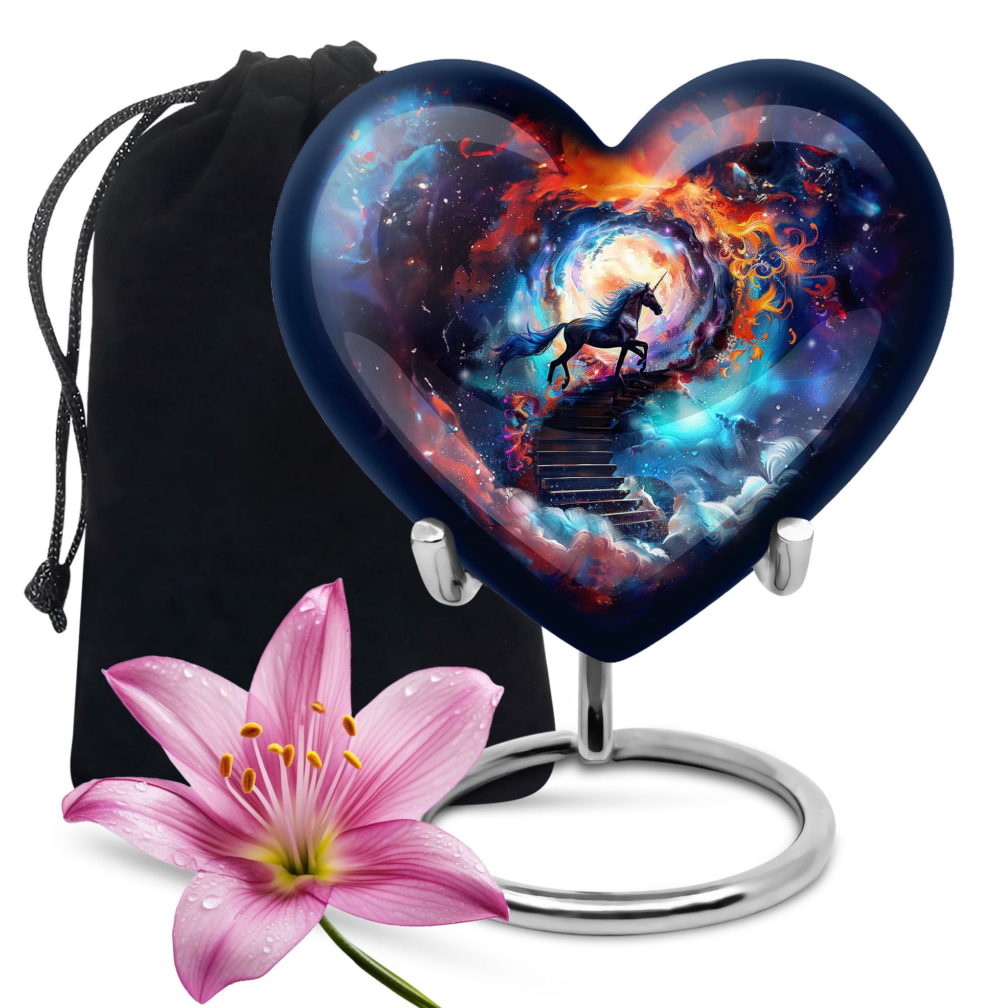 heart-shaped horse urn