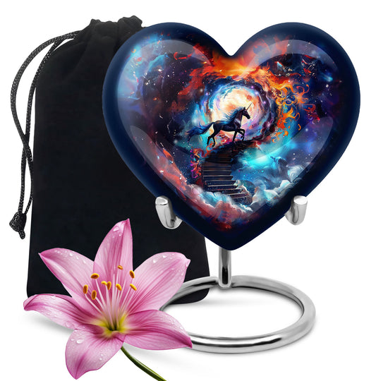 heart-shaped horse urn