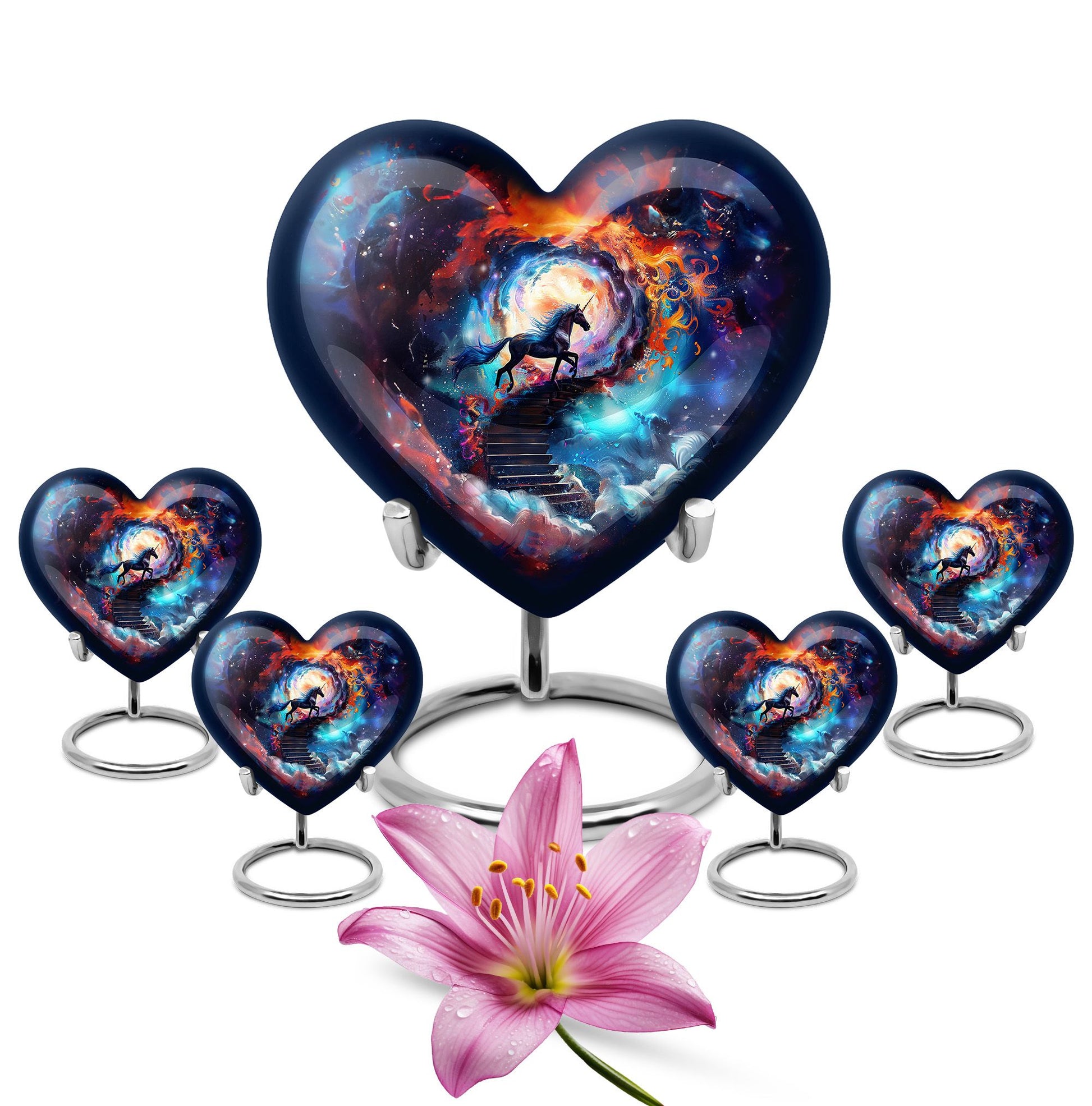 heart-shaped horse urn