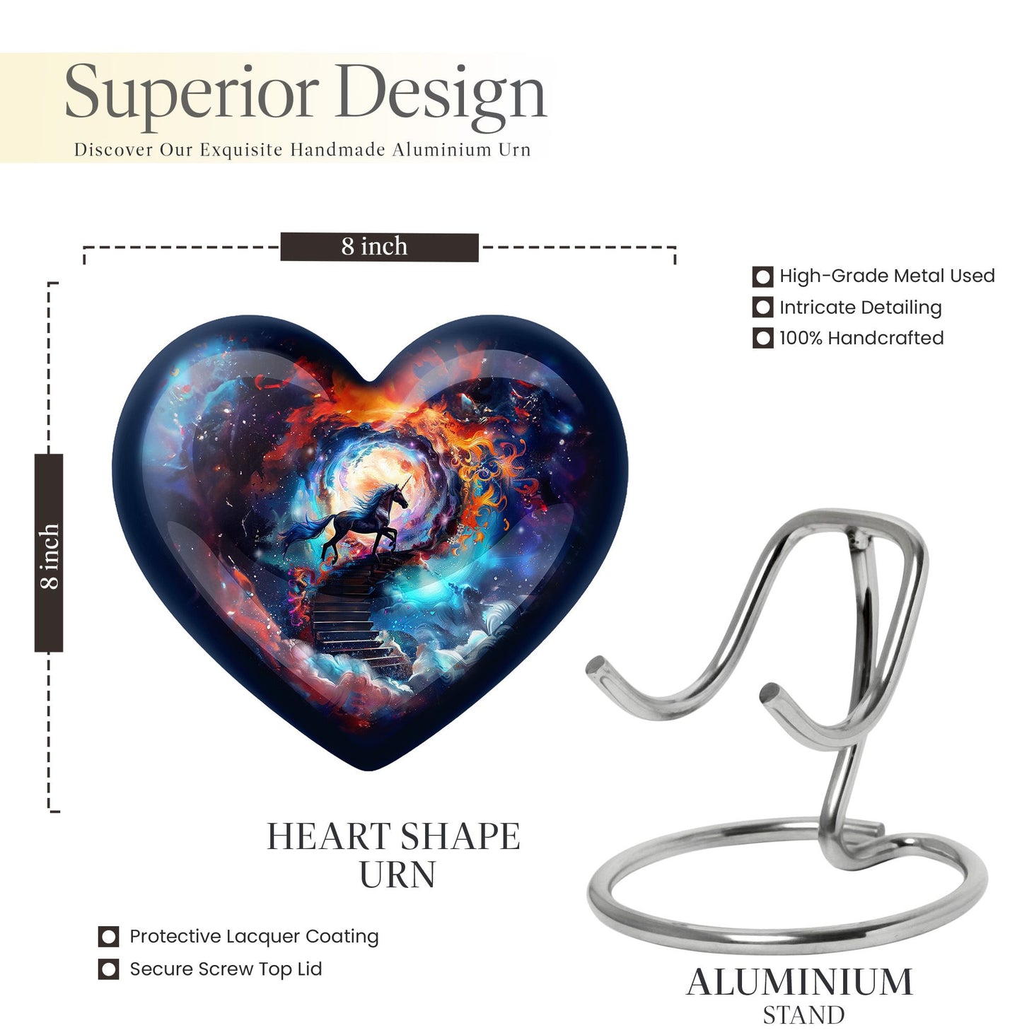 heart-shaped horse urn