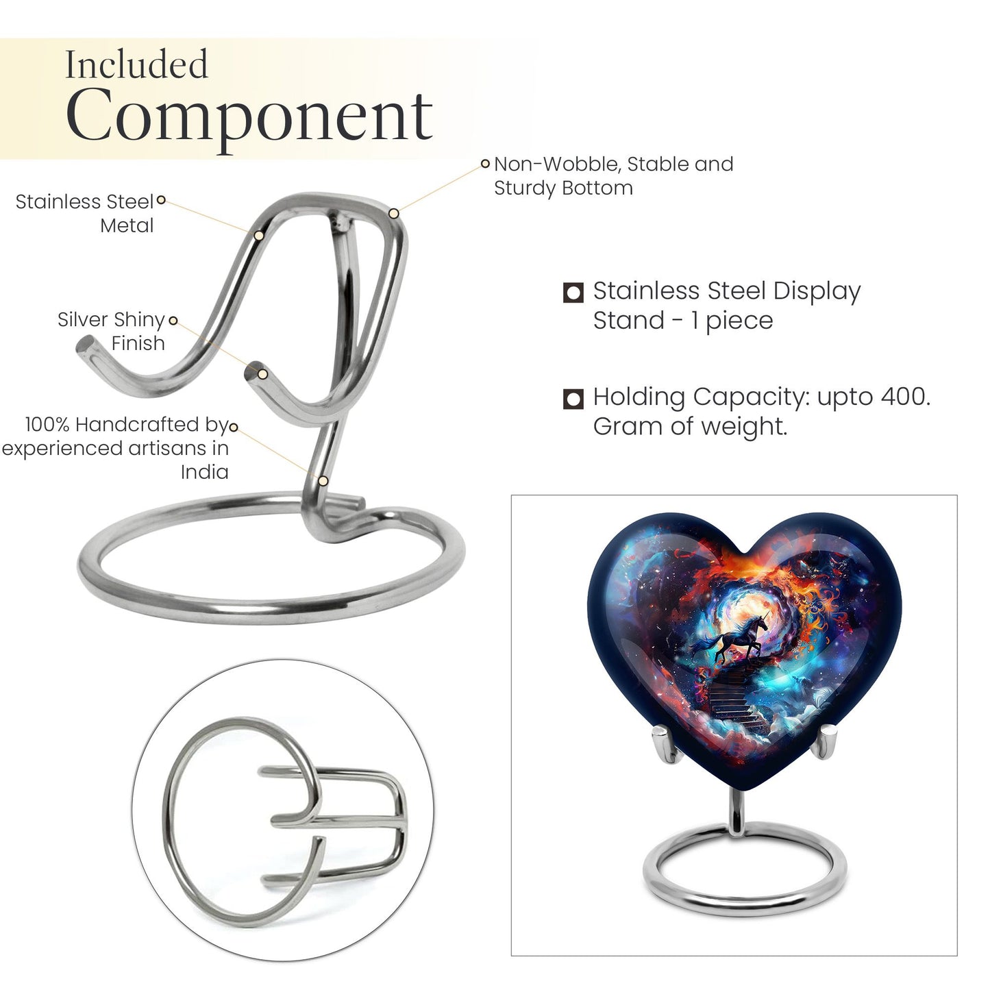 heart-shaped horse urn