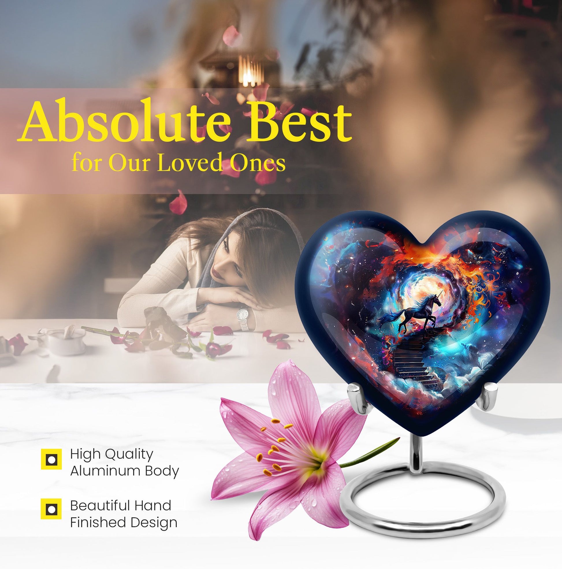 heart-shaped horse urn