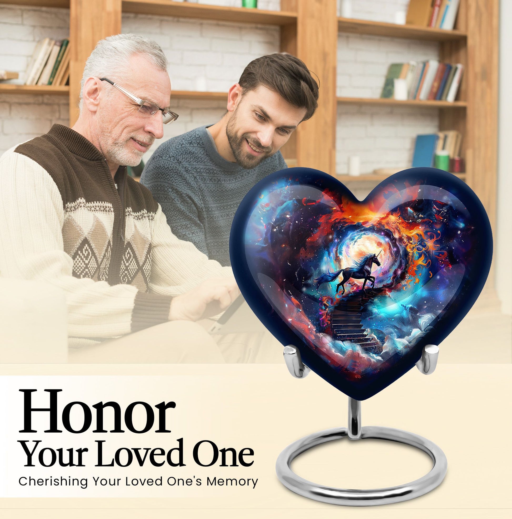 heart-shaped horse urn