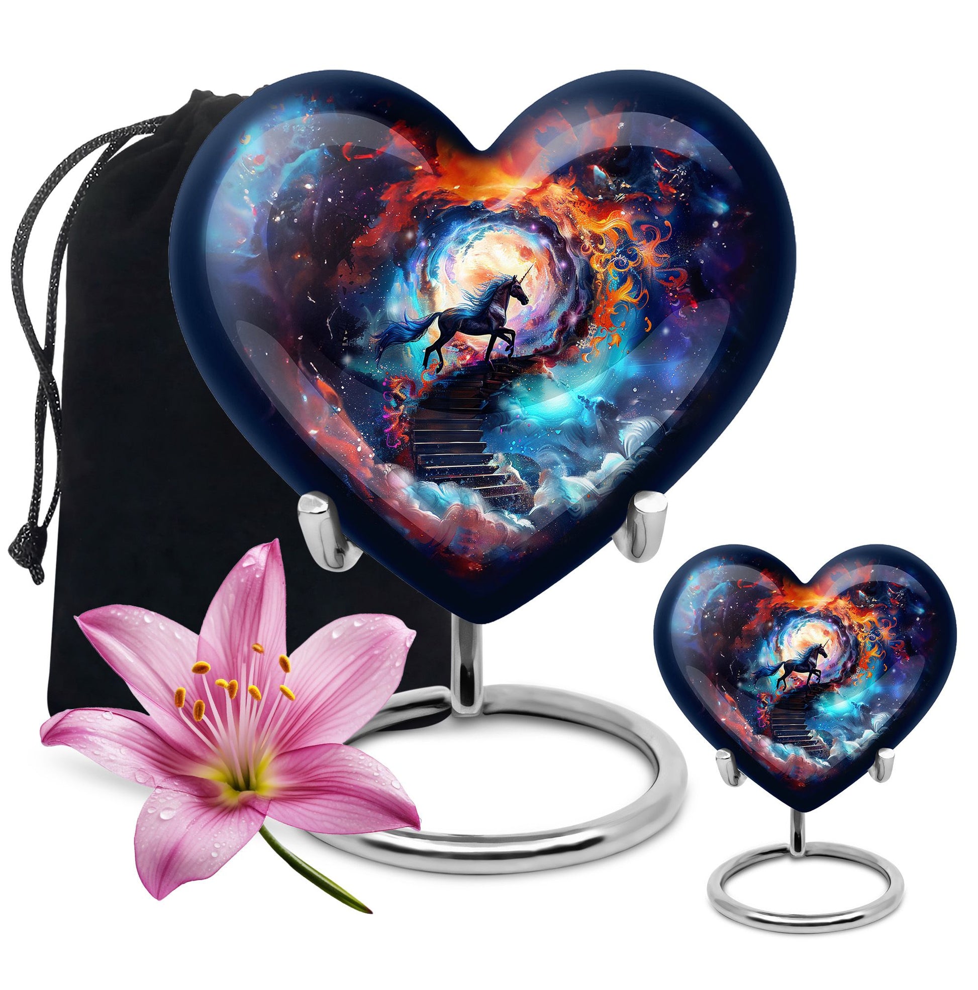 heart-shaped horse urn