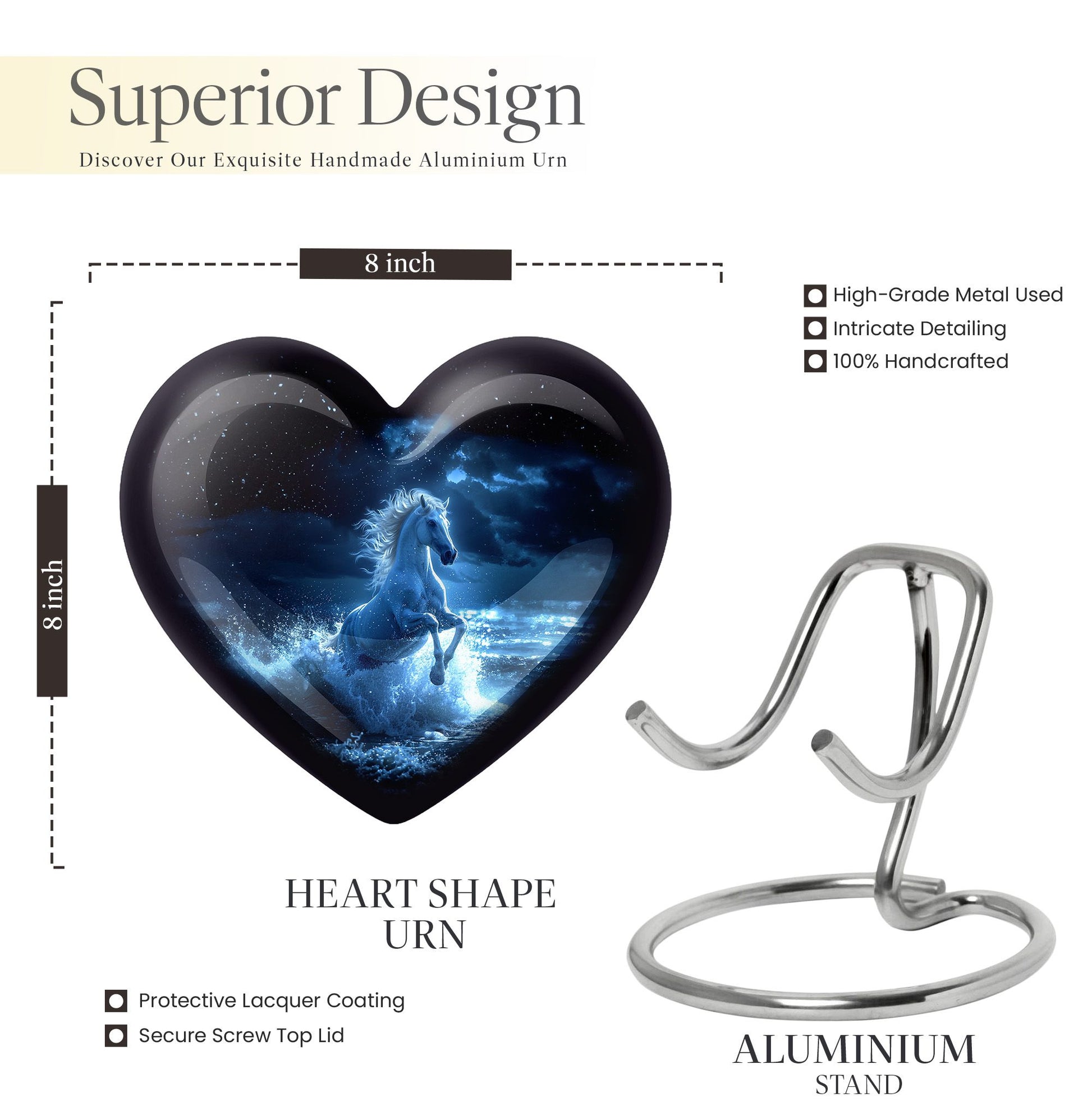 Heart Urn Horse Cremation Urn