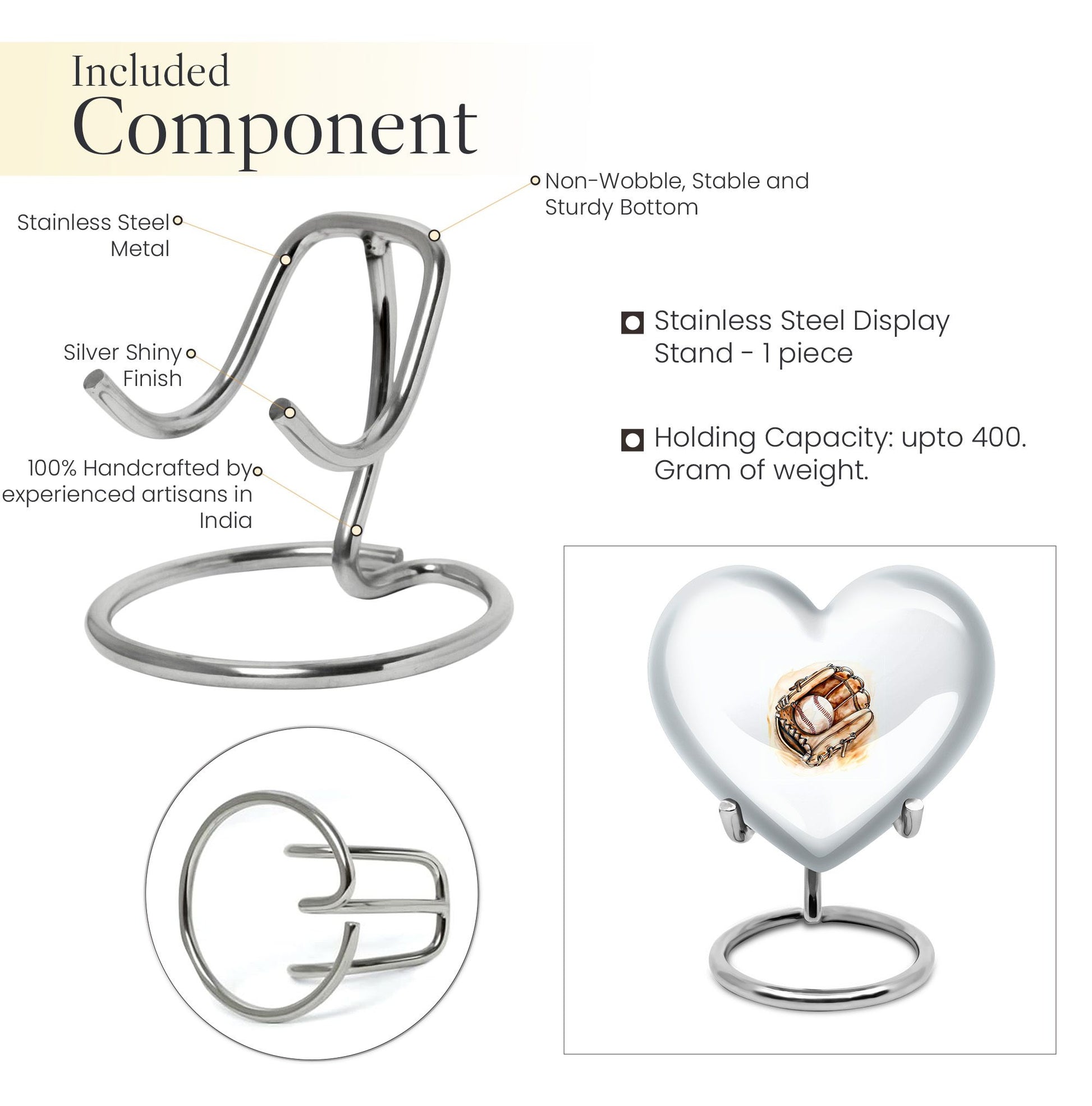 10-inch baseball cremation urn