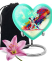 Heart-shaped baseball cremation urn