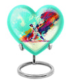 Heart-shaped baseball cremation urn