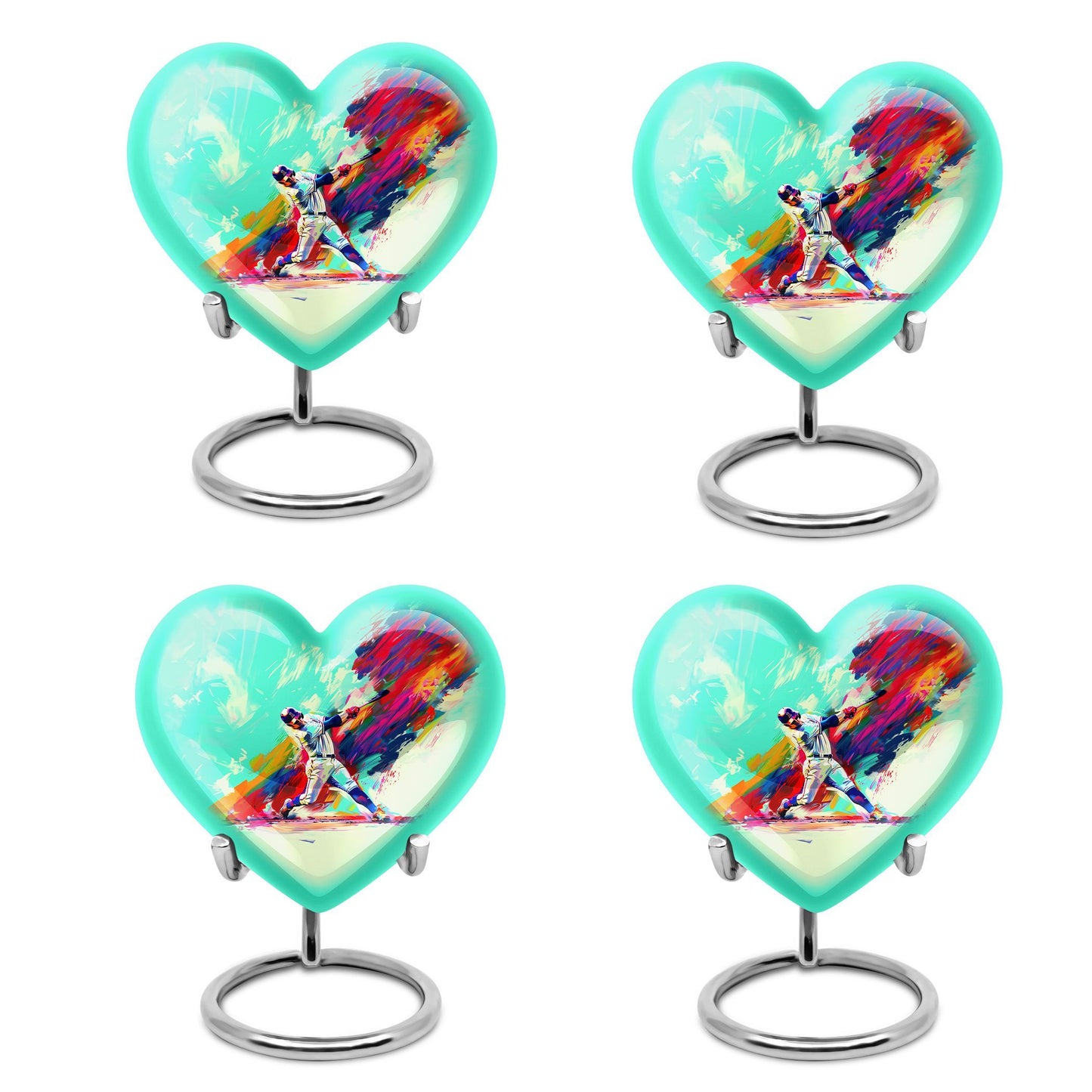 Heart-shaped baseball cremation urn