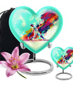 Heart-shaped baseball cremation urn