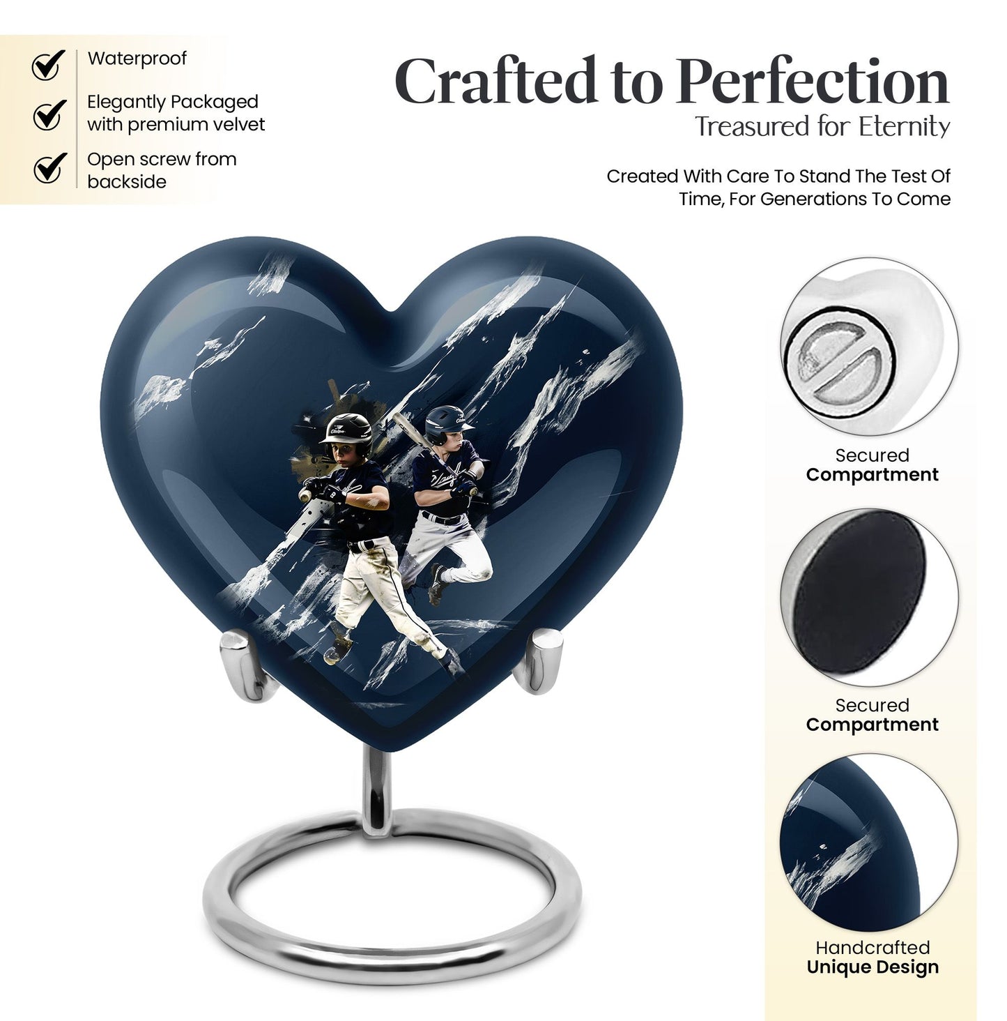 heart-shaped baseball urn for buria