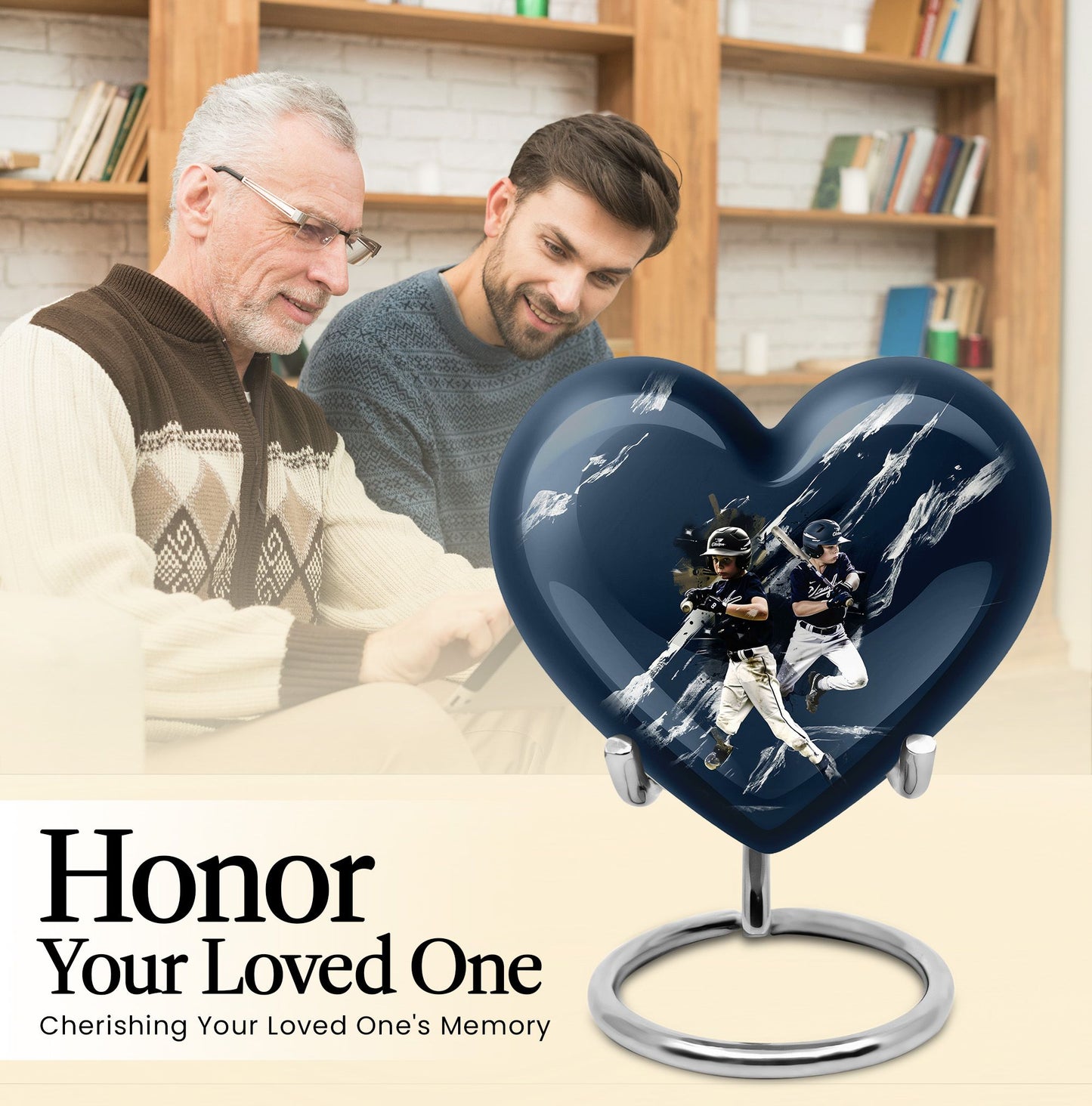 heart-shaped baseball urn for buria