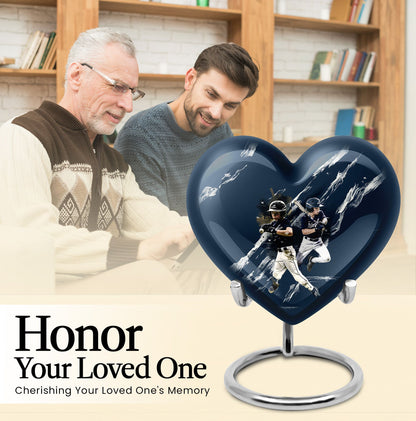 heart-shaped baseball urn for buria