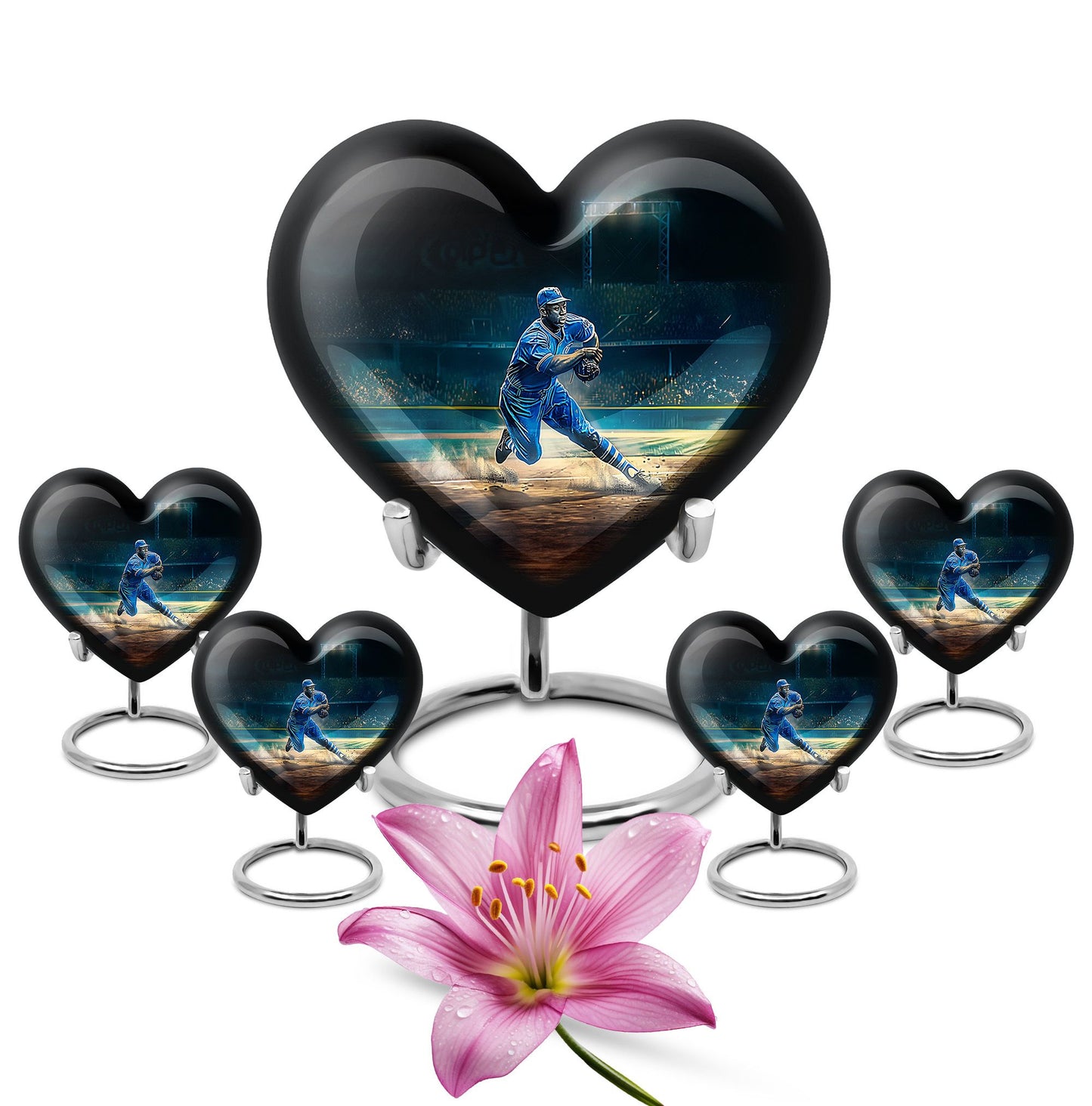 heart-shaped baseball urn