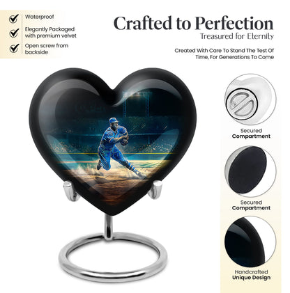 heart-shaped baseball urn