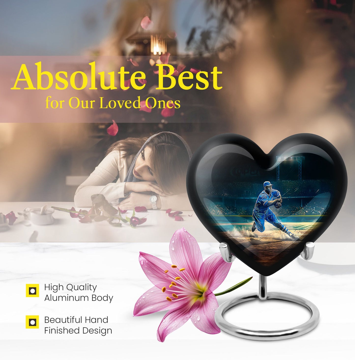 heart-shaped baseball urn