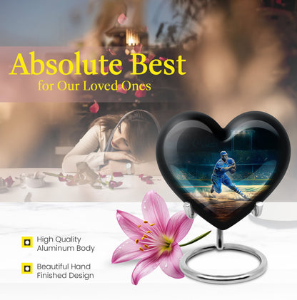 heart-shaped baseball urn