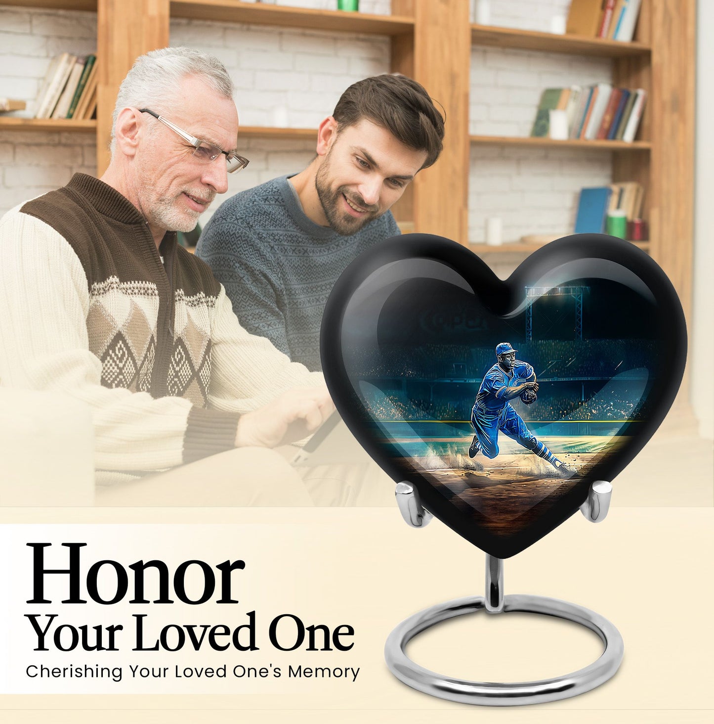 heart-shaped baseball urn