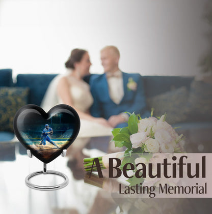 heart-shaped baseball urn