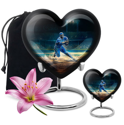 heart-shaped baseball urn