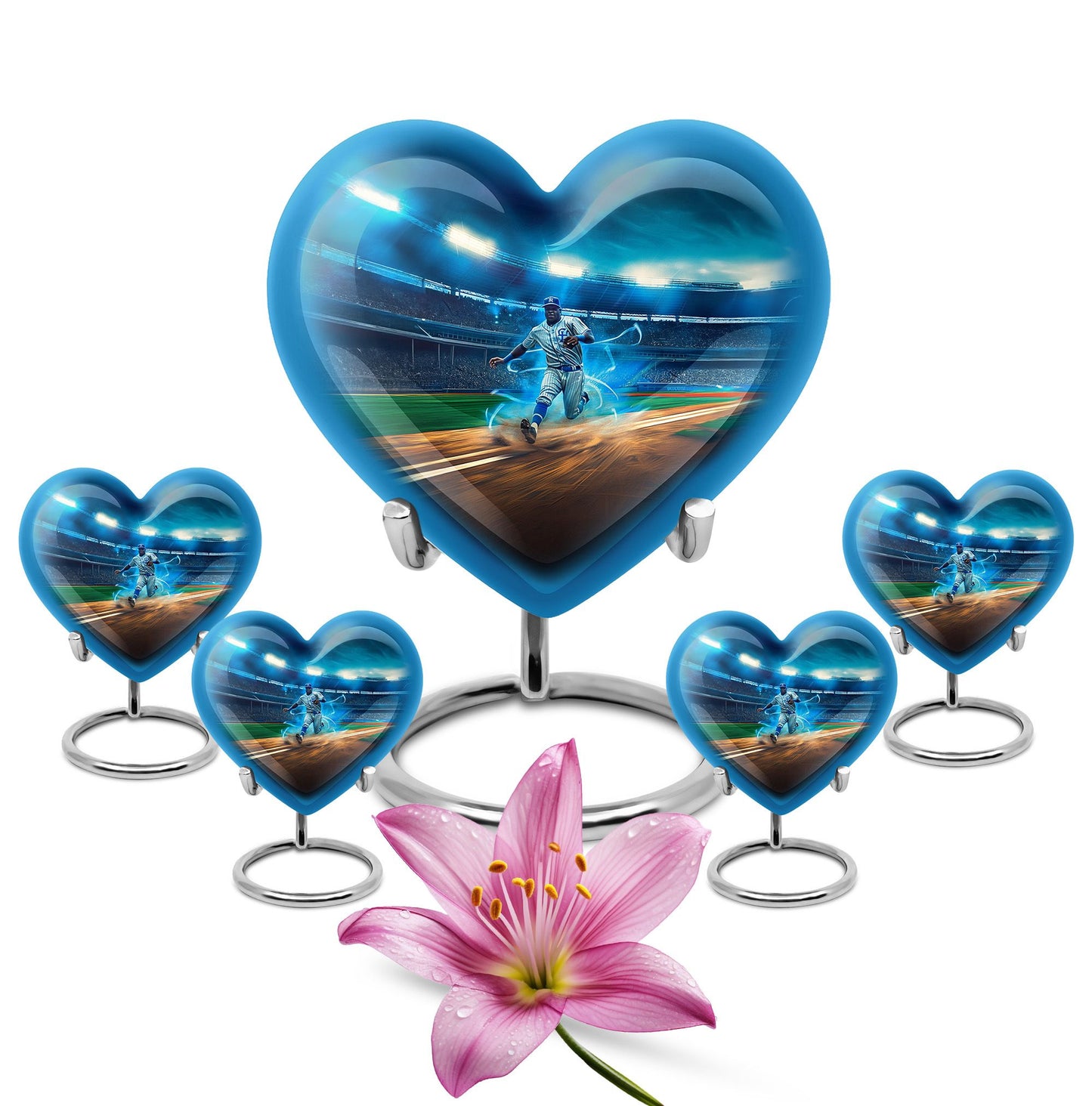10-inch abstract heart-shaped aluminium baseball urn 