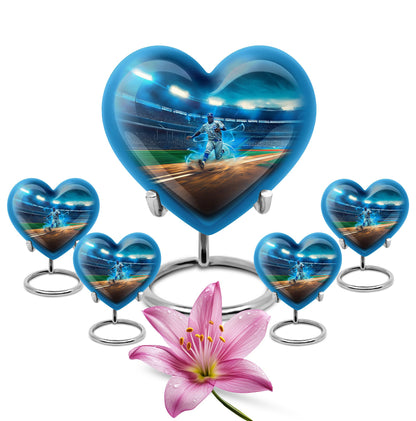 10-inch abstract heart-shaped aluminium baseball urn 
