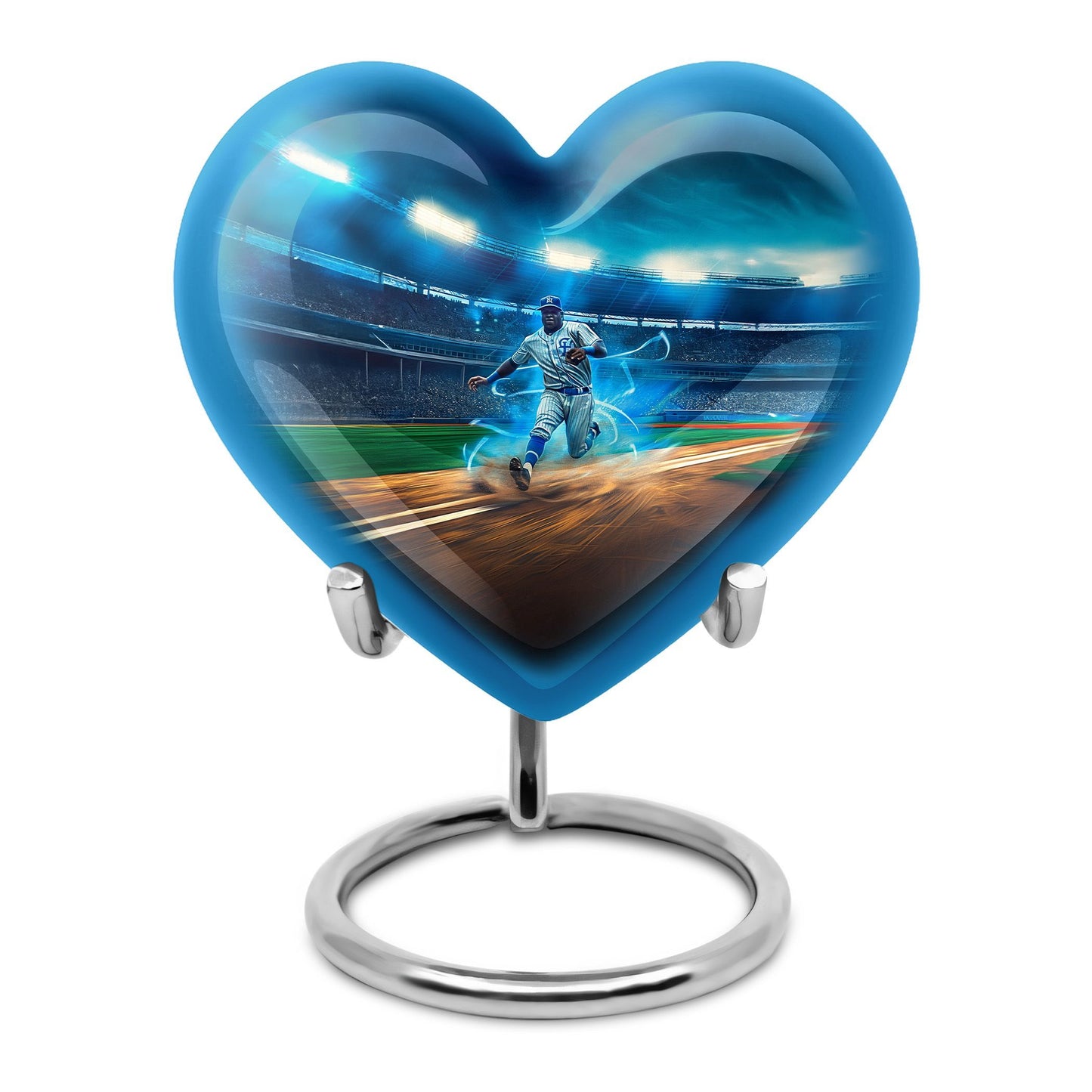 10-inch abstract heart-shaped aluminium baseball urn 