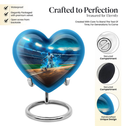 10-inch abstract heart-shaped aluminium baseball urn 