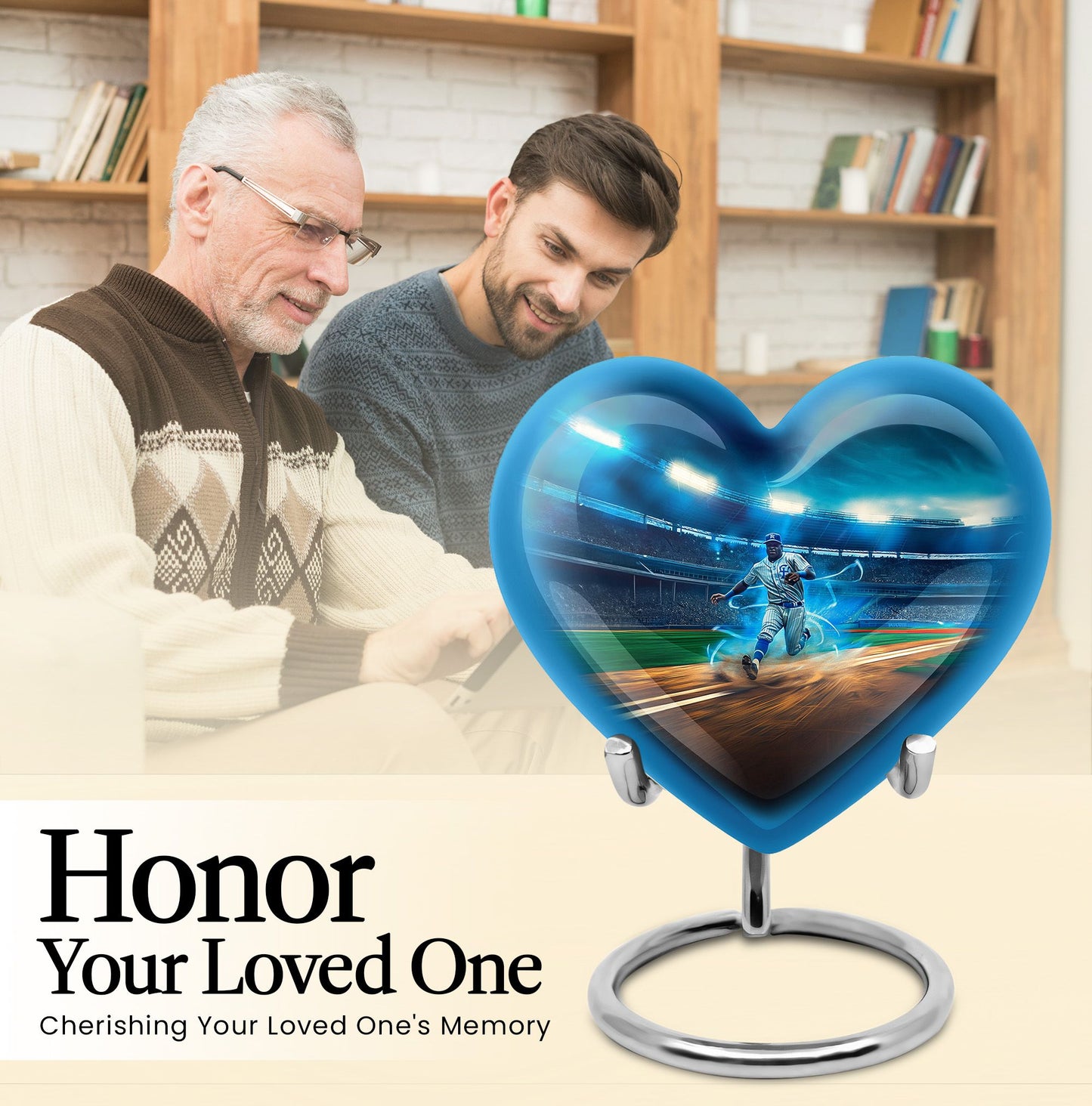 10-inch abstract heart-shaped aluminium baseball urn 