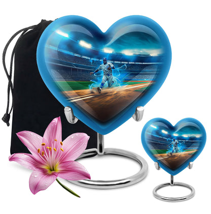 10-inch abstract heart-shaped aluminium baseball urn 