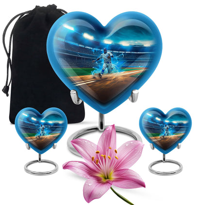10-inch abstract heart-shaped aluminium baseball urn 