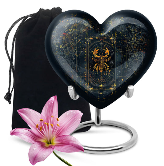 10-inch heart-shaped zodiac urn