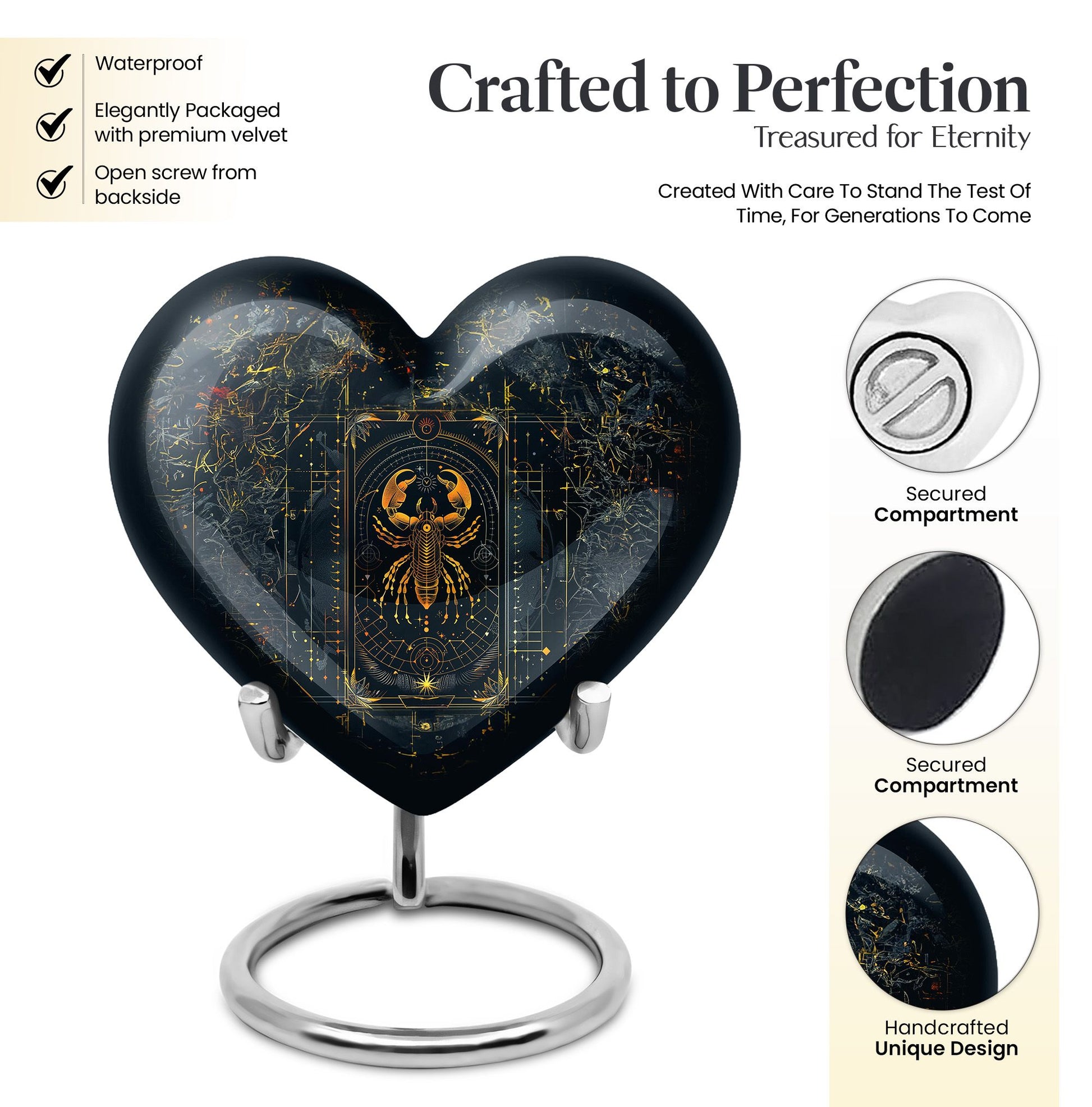 10-inch heart-shaped zodiac urn