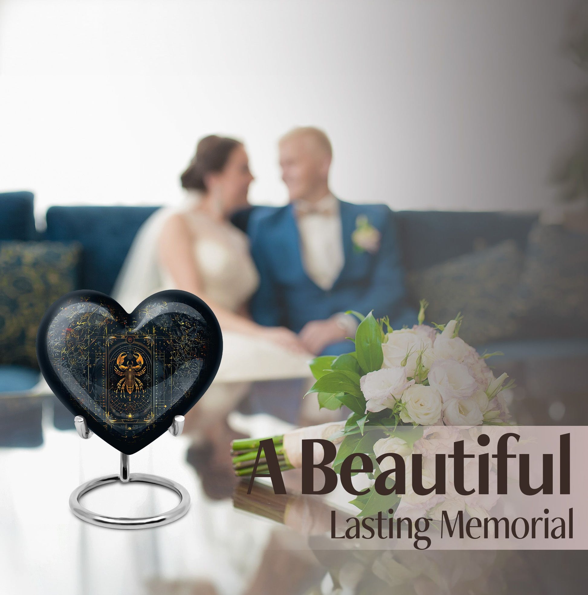10-inch heart-shaped zodiac urn