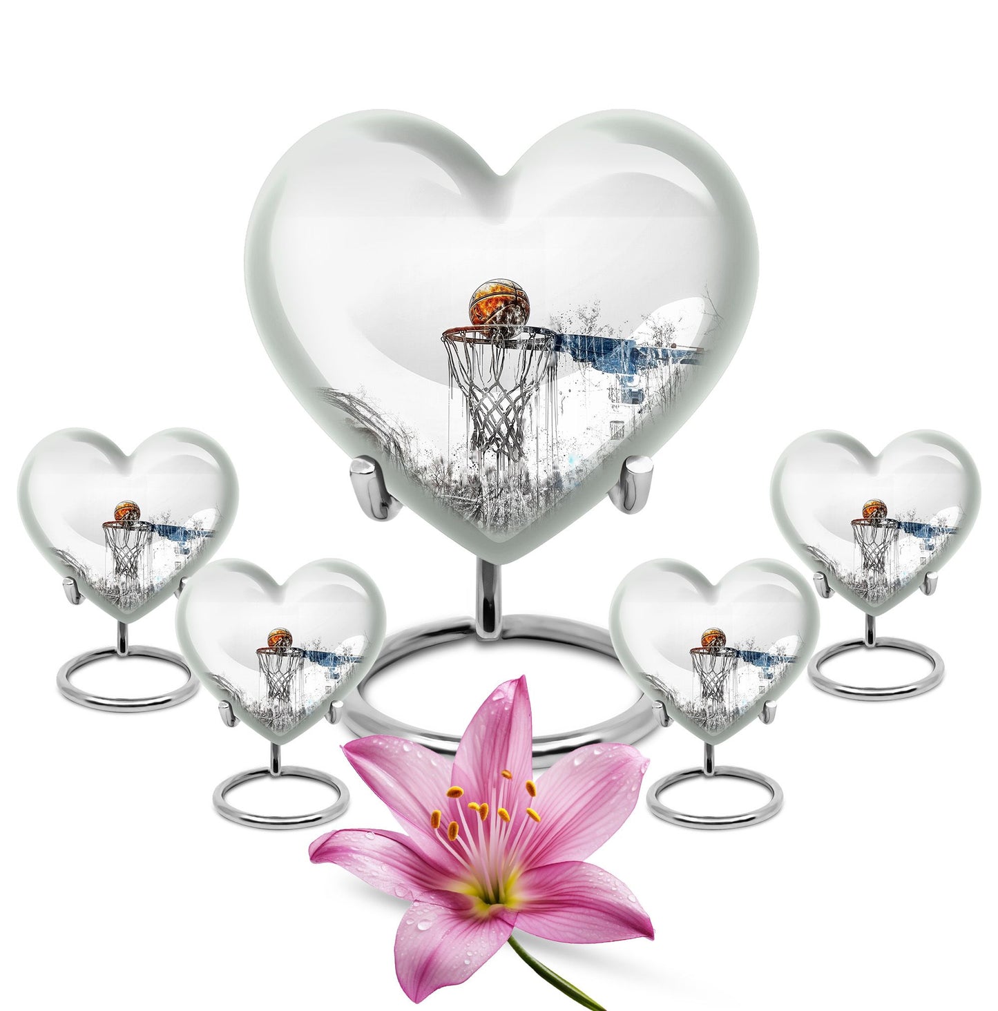 10-inch heart-shaped Basketball Urn for human ashes, 