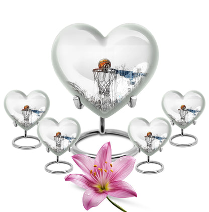 10-inch heart-shaped Basketball Urn for human ashes, 
