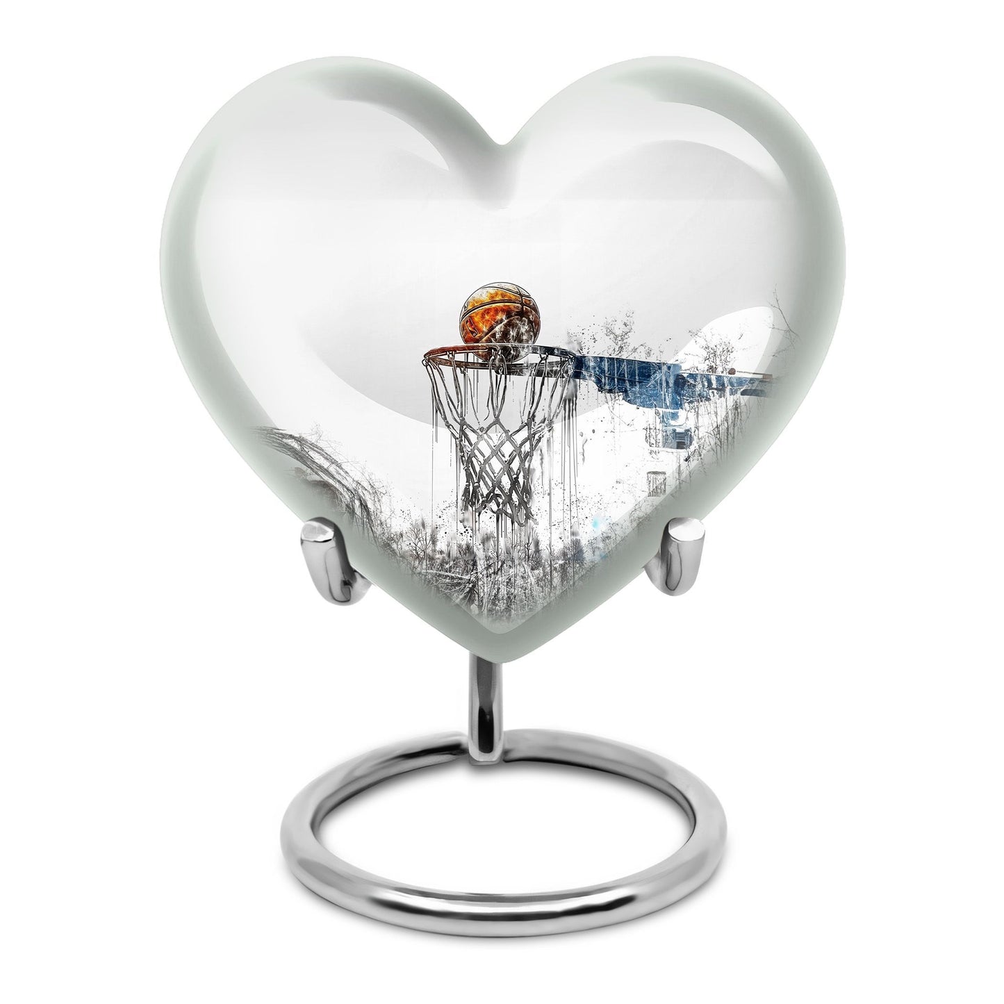 10-inch heart-shaped Basketball Urn for human ashes, 